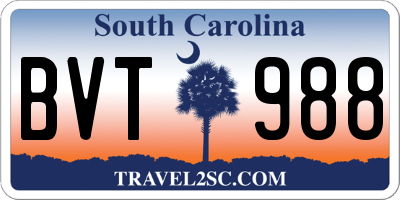 SC license plate BVT988