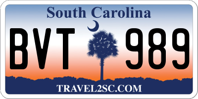 SC license plate BVT989