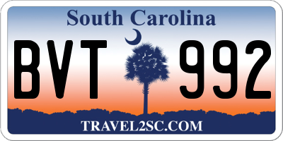 SC license plate BVT992