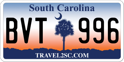 SC license plate BVT996