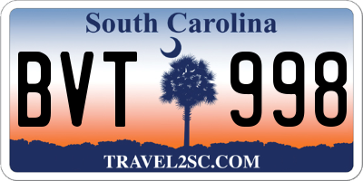 SC license plate BVT998