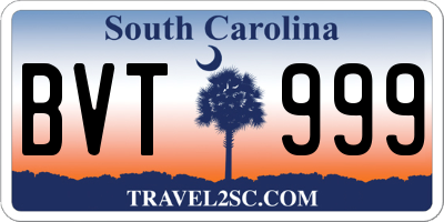 SC license plate BVT999