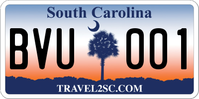 SC license plate BVU001