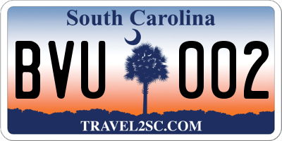 SC license plate BVU002