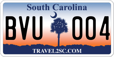 SC license plate BVU004