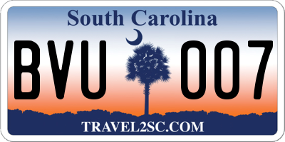 SC license plate BVU007
