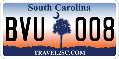 SC license plate BVU008