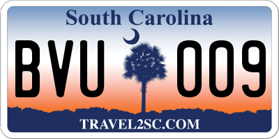 SC license plate BVU009