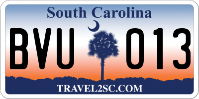 SC license plate BVU013