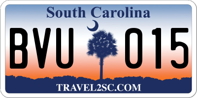 SC license plate BVU015