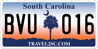 SC license plate BVU016