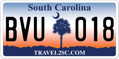 SC license plate BVU018