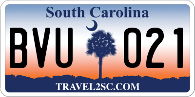 SC license plate BVU021