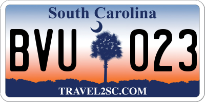 SC license plate BVU023