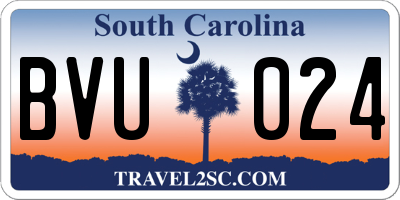 SC license plate BVU024