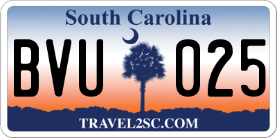 SC license plate BVU025