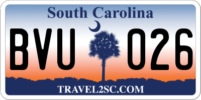 SC license plate BVU026