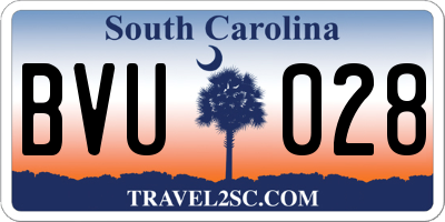 SC license plate BVU028