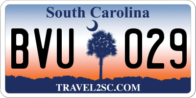 SC license plate BVU029