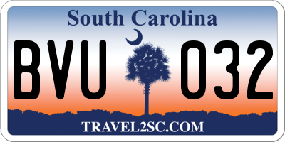 SC license plate BVU032