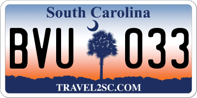 SC license plate BVU033