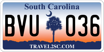 SC license plate BVU036