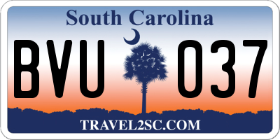 SC license plate BVU037