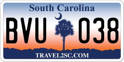 SC license plate BVU038