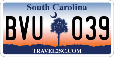 SC license plate BVU039
