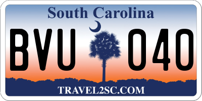 SC license plate BVU040