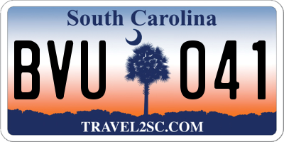 SC license plate BVU041