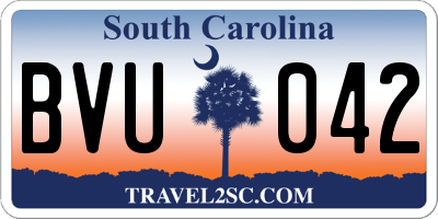 SC license plate BVU042