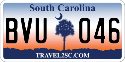 SC license plate BVU046
