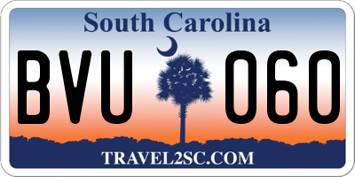 SC license plate BVU060
