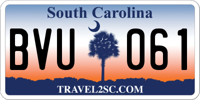 SC license plate BVU061