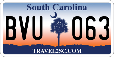 SC license plate BVU063