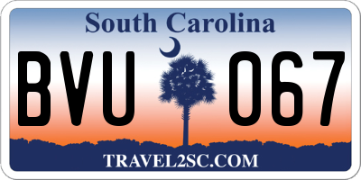 SC license plate BVU067