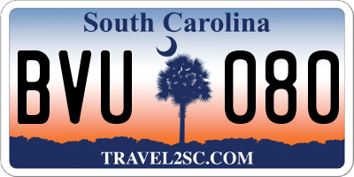 SC license plate BVU080