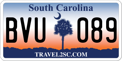 SC license plate BVU089