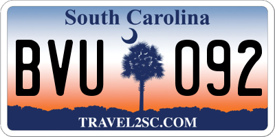 SC license plate BVU092