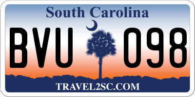 SC license plate BVU098