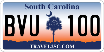 SC license plate BVU100