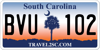 SC license plate BVU102