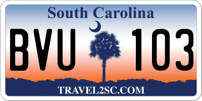 SC license plate BVU103
