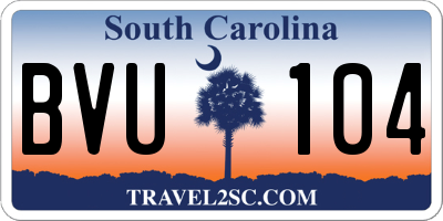 SC license plate BVU104