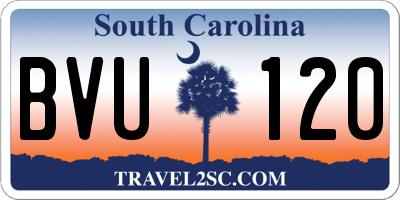 SC license plate BVU120