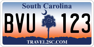 SC license plate BVU123