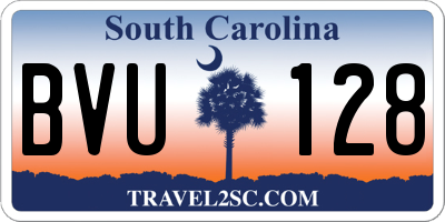 SC license plate BVU128