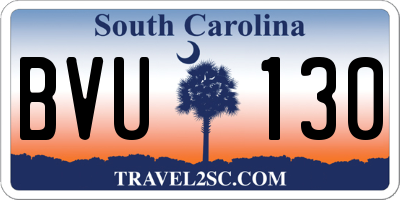 SC license plate BVU130