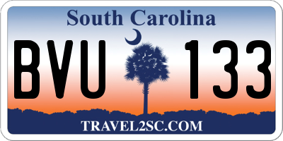 SC license plate BVU133